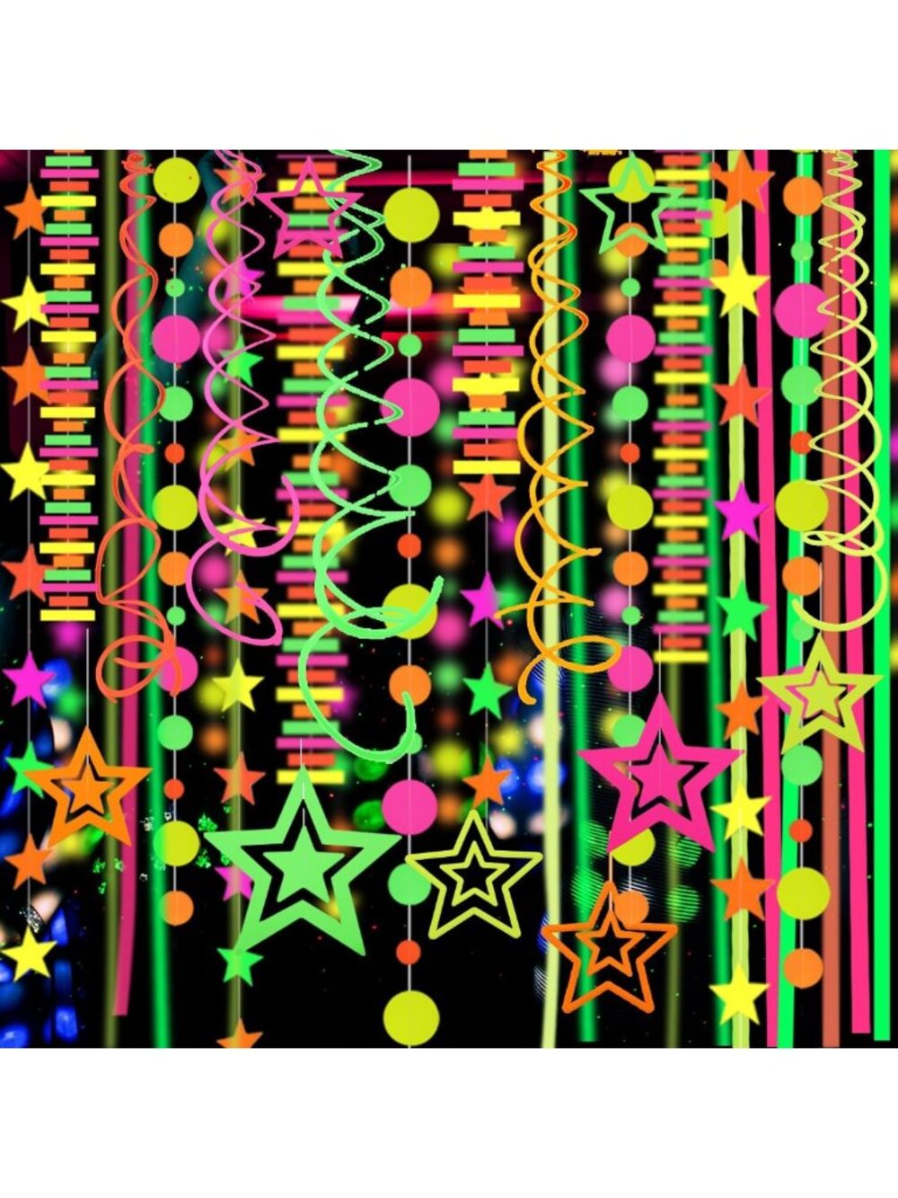 Glow in the Dark Neon Streamers - UV Reactive Party Decorations for Birthdays